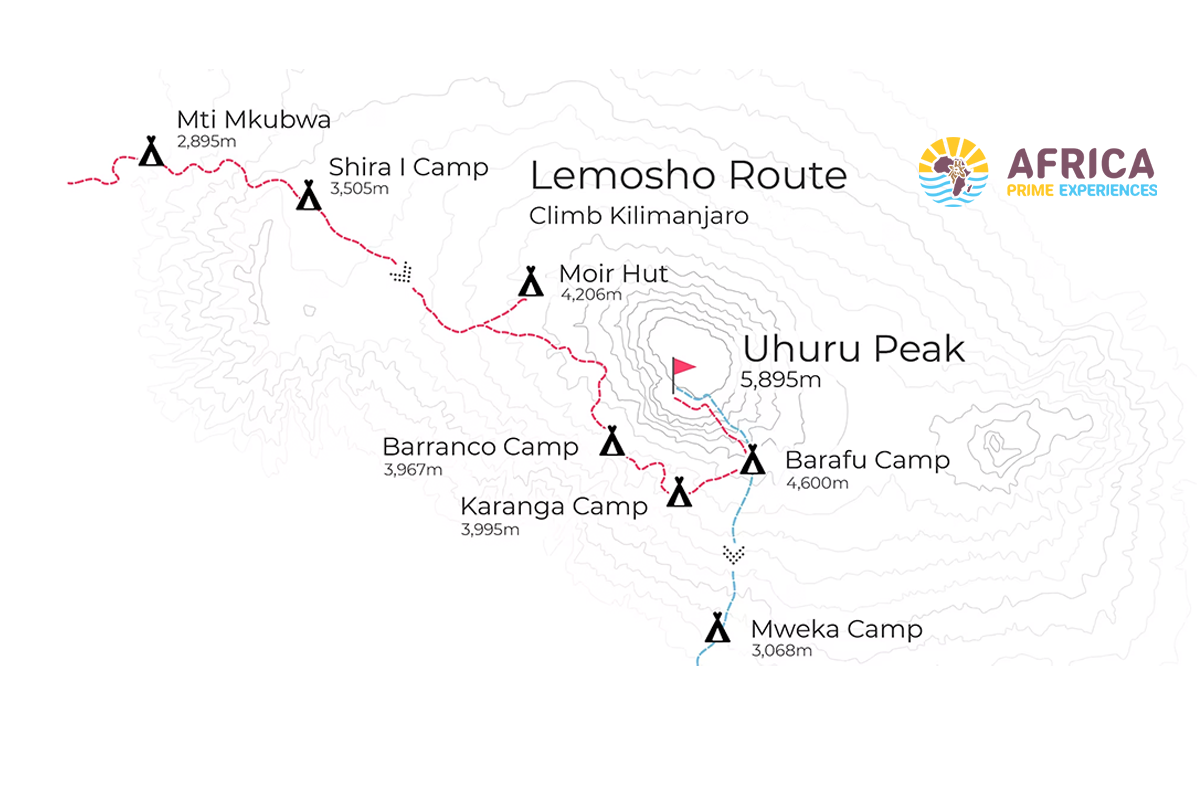 Kilimanjaro route map